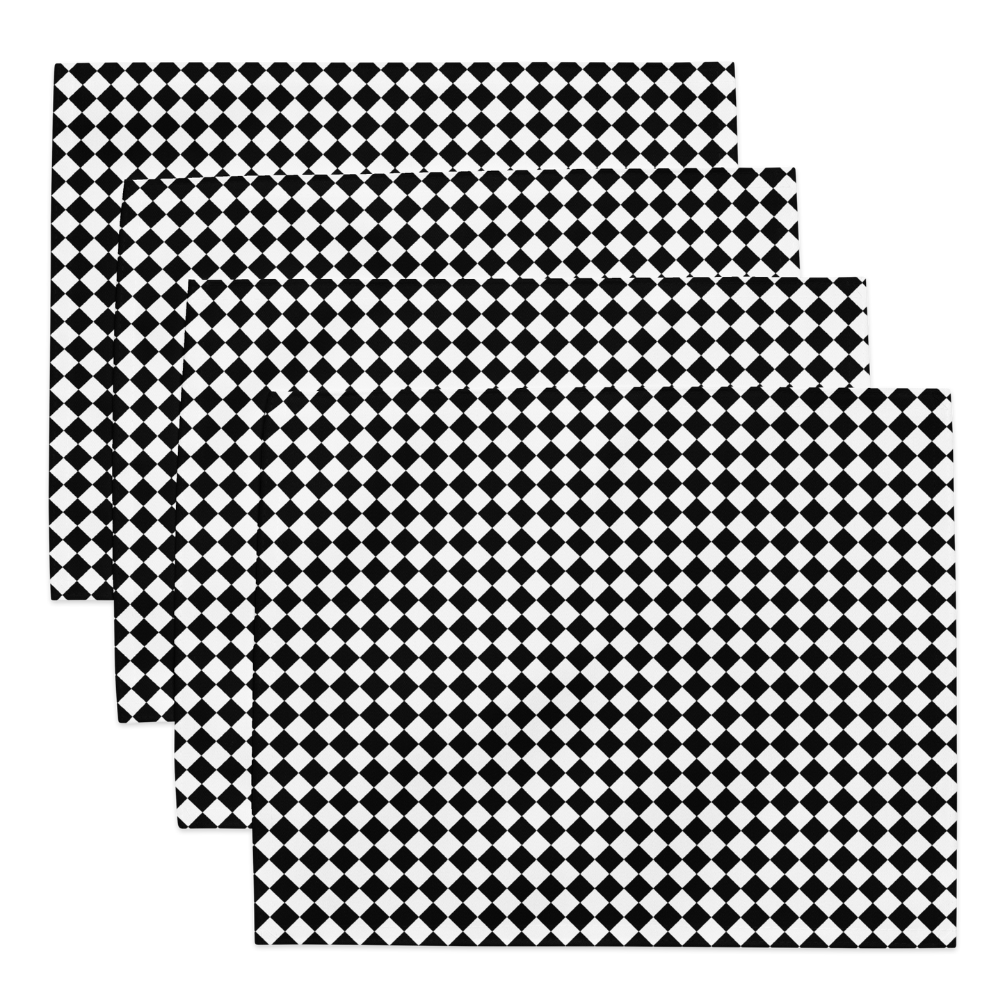 Black & White Argyle Polyester Placemats | Christmas Holiday Table Décor, Elegant Diamond Check Dining Mat Set