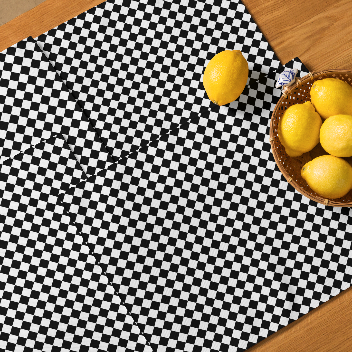 Black & White Argyle Polyester Placemats | Christmas Holiday Table Décor, Elegant Diamond Check Dining Mat Set