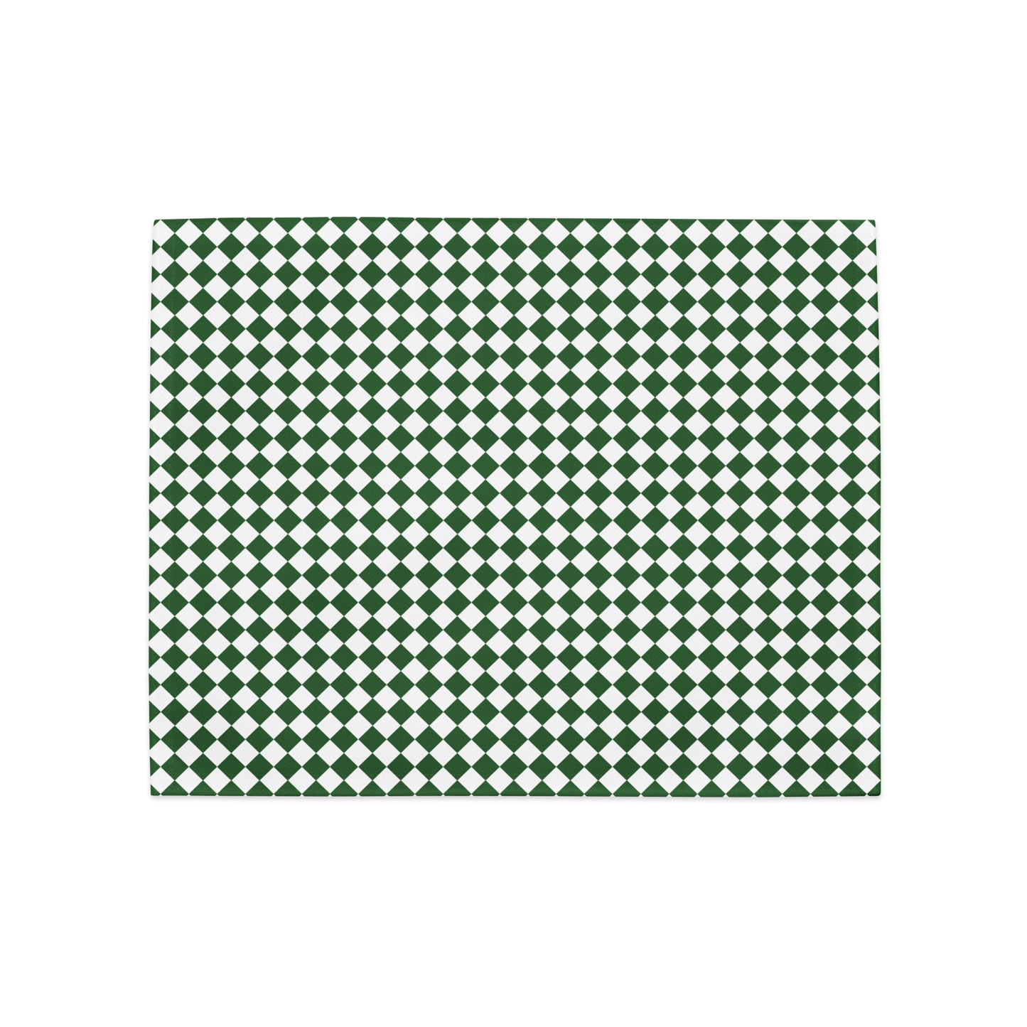Green & White Argyle Polyester Placemats | Christmas Holiday Dining Décor, Festive Farmhouse Diamond Check Mat Set