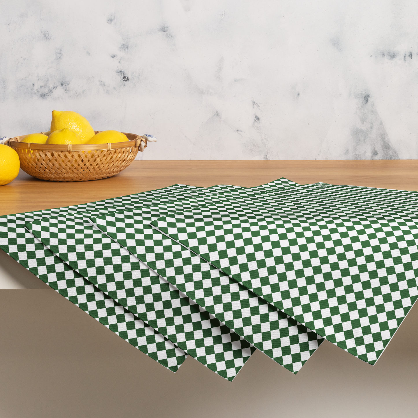 Green Triangle Polyester Placemats | Festive Christmas Holiday Dining Décor, Rustic Farmhouse Washable Table Mat Set
