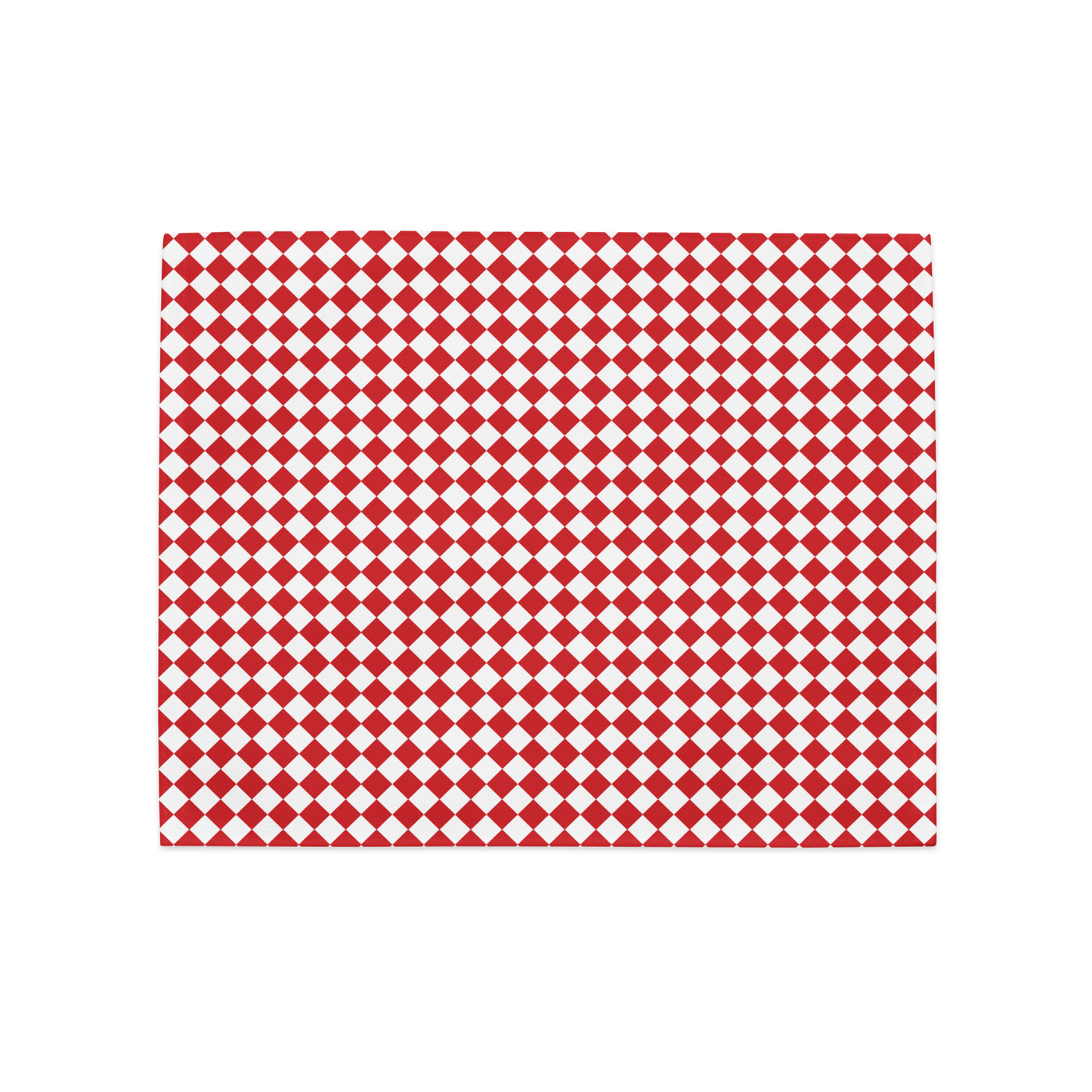 Red & White Argyle Polyester Placemats | Christmas Holiday Cloth Dining Mat Set, Festive Diamond Check Décor