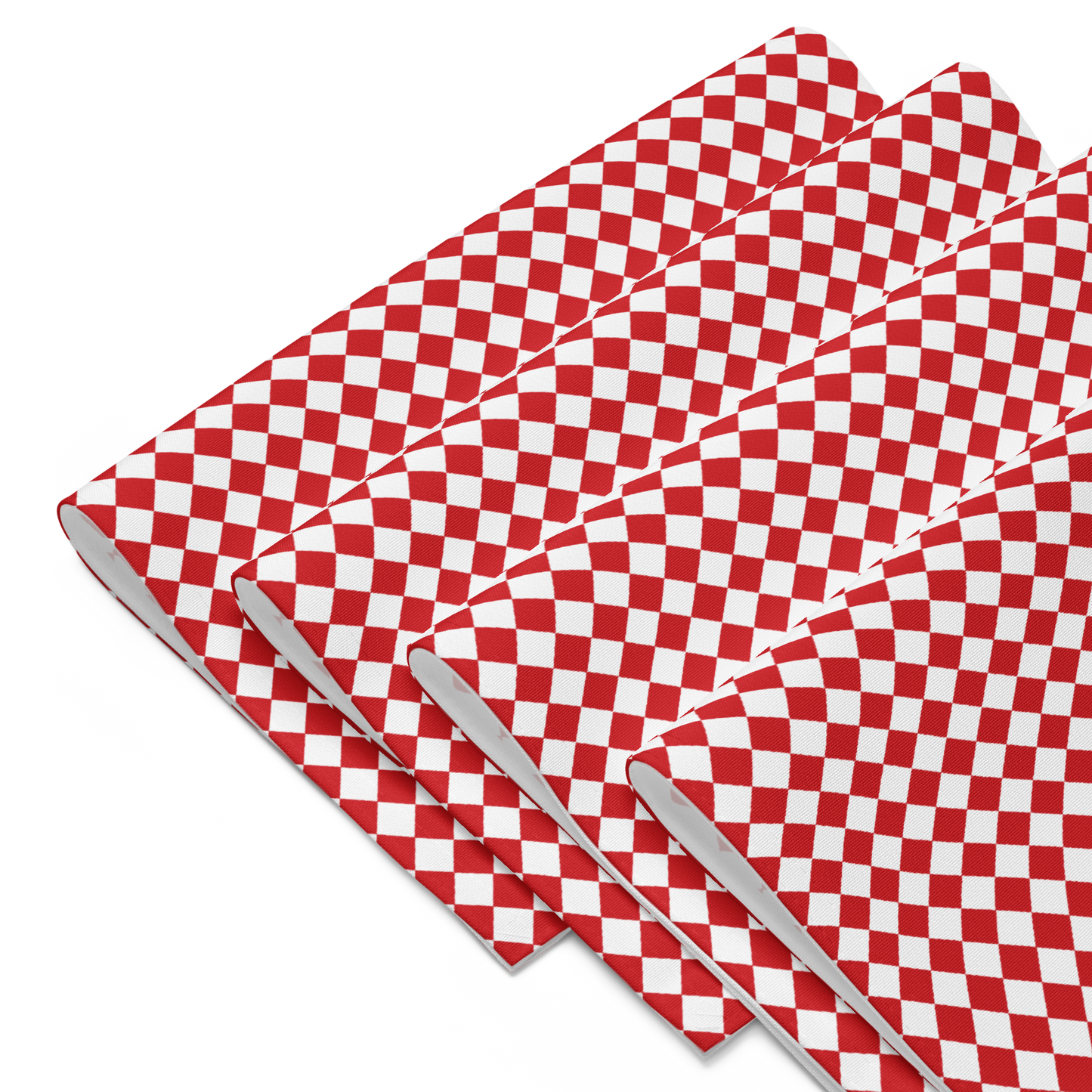 Red & White Argyle Polyester Placemats | Christmas Holiday Cloth Dining Mat Set, Festive Diamond Check Décor