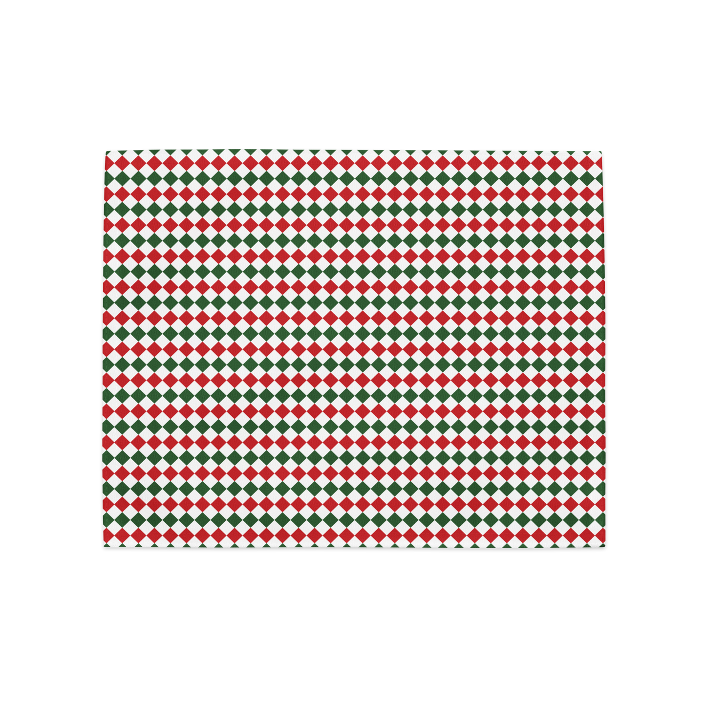 Red Green & White Argyle Polyester Placemats | Christmas Holiday Cloth Dining Mat Set, Festive Diamond Check Décor