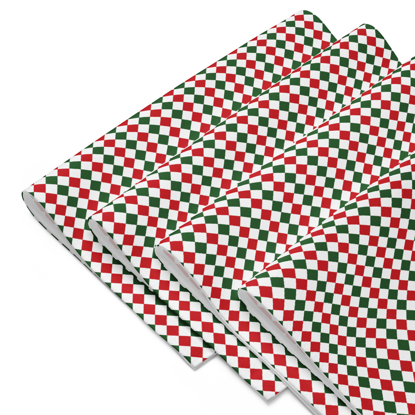 Red Green & White Argyle Polyester Placemats | Christmas Holiday Cloth Dining Mat Set, Festive Diamond Check Décor