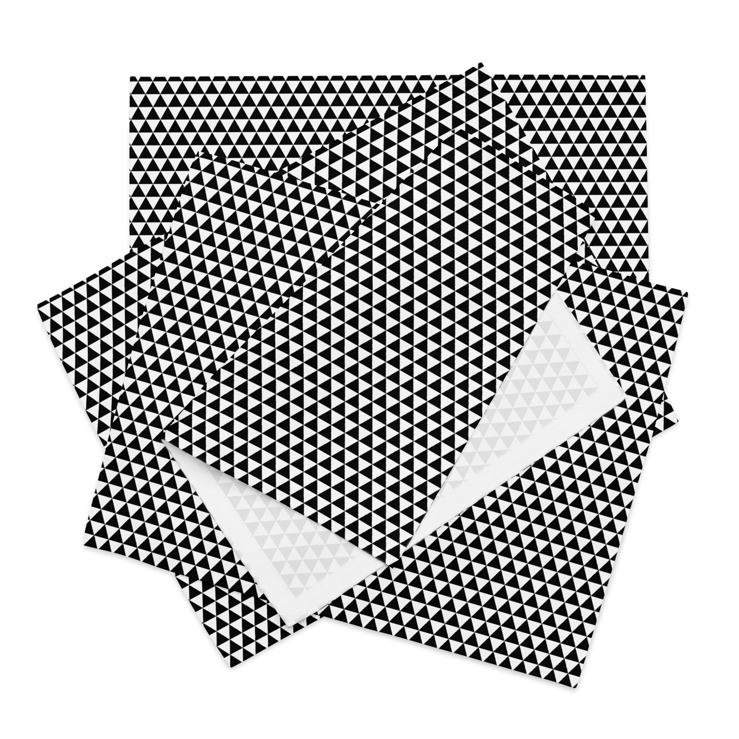 Black Triangle Polyester Placemats | Modern Christmas Holiday Dining Décor, Bold Geometric Washable Table Mat Set