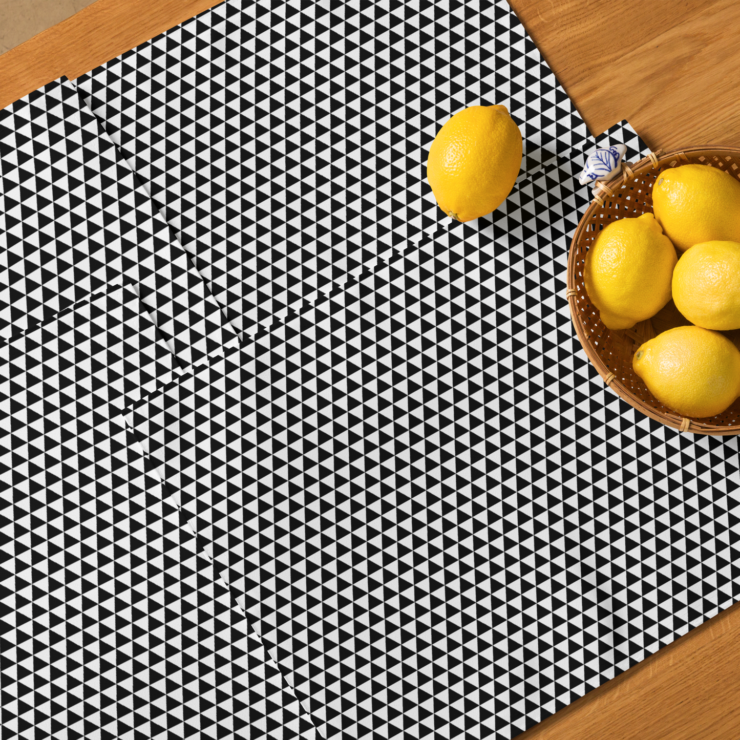 Black Triangle Polyester Placemats | Modern Christmas Holiday Dining Décor, Bold Geometric Washable Table Mat Set