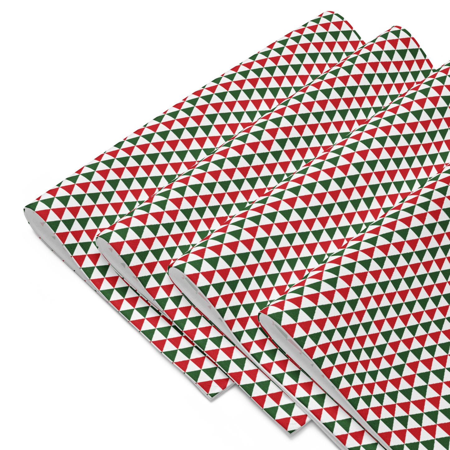 Red & Green Triangle Polyester Placemats | Christmas Holiday Dining Décor, Bold Festive Geometric Washable Mat Set