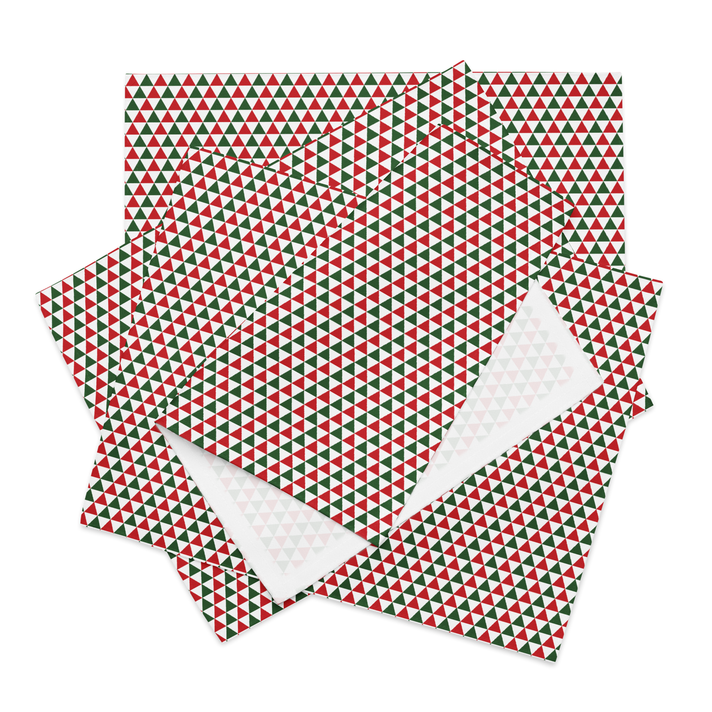 Red & Green Triangle Polyester Placemats | Christmas Holiday Dining Décor, Bold Festive Geometric Washable Mat Set