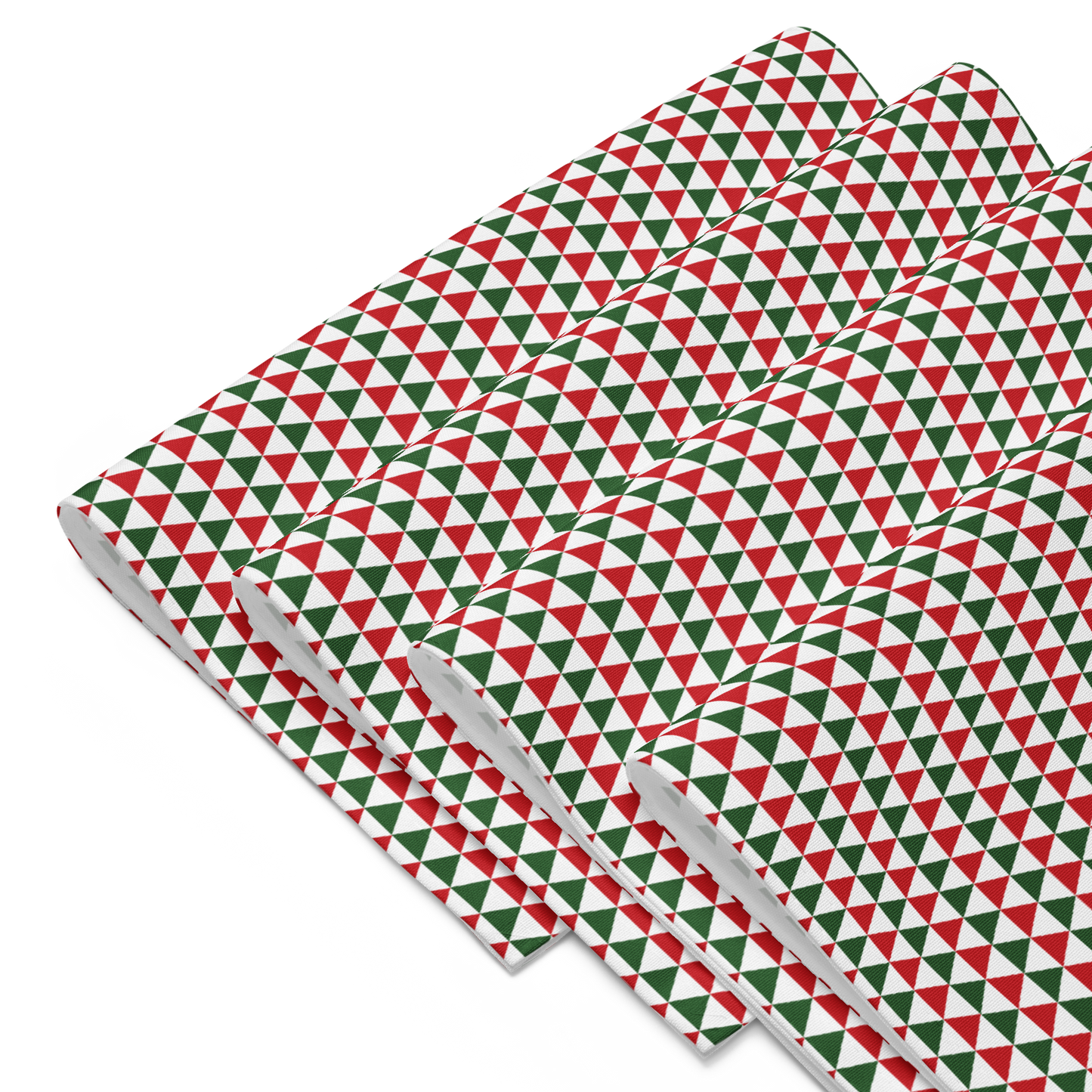 Striped Red & Green Triangle Polyester Placemats | Christmas Holiday Dining Décor, Festive Farmhouse Washable Mat Set