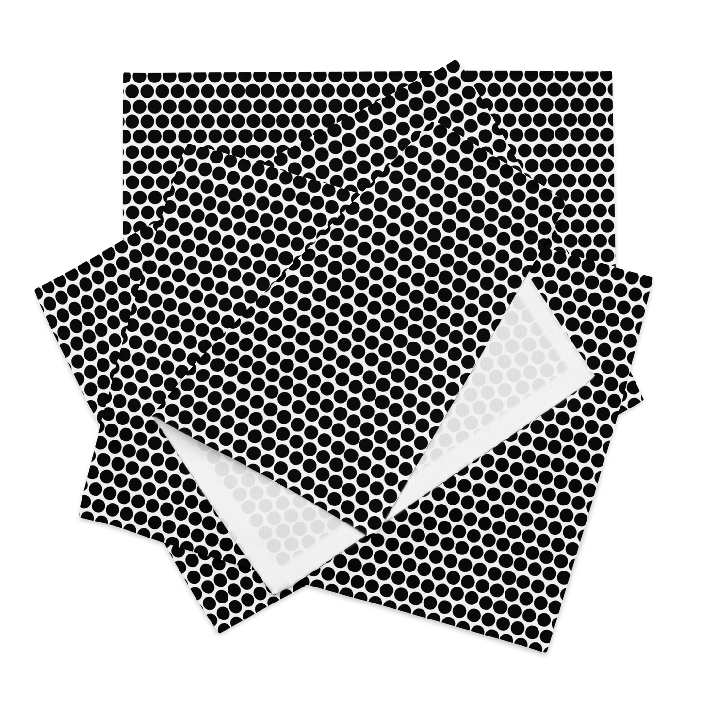 Black Polka Dot Polyester Placemats | Christmas Holiday Dining Décor, Bold Festive Farmhouse Washable Table Mat Set