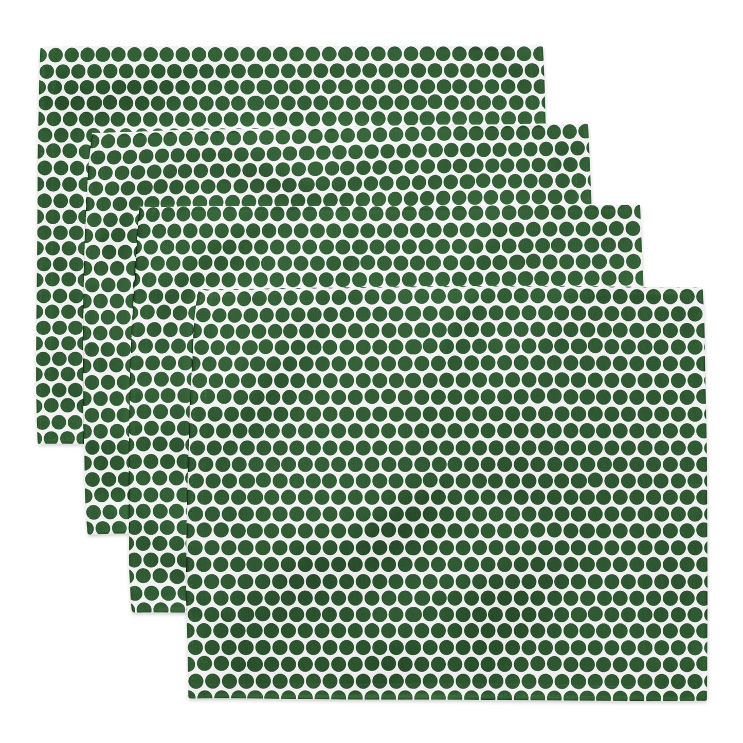 Green Polka Dot Polyester Placemats | Christmas Holiday Dining Décor, Festive Farmhouse Washable Table Mat Set
