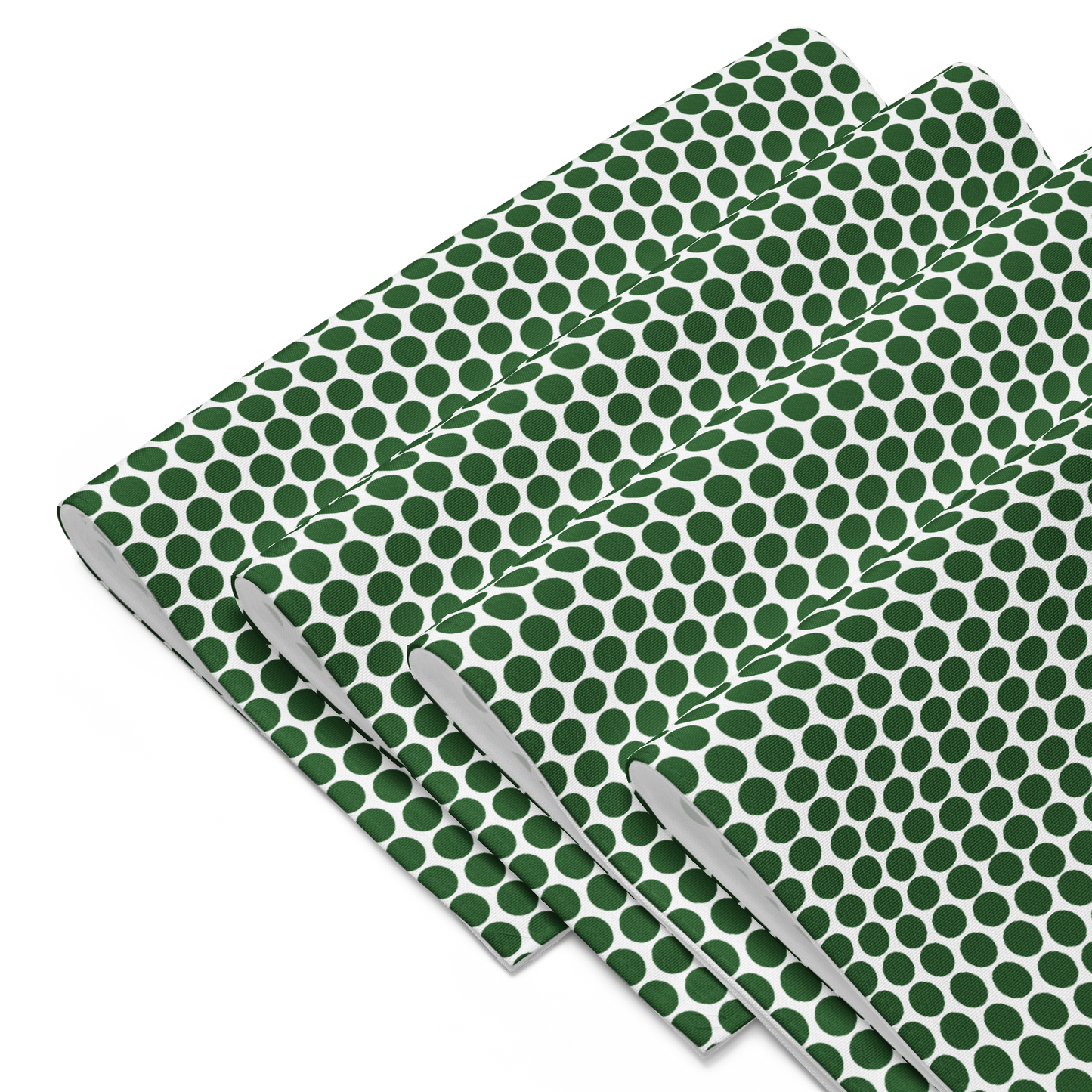Green Polka Dot Polyester Placemats | Christmas Holiday Dining Décor, Festive Farmhouse Washable Table Mat Set