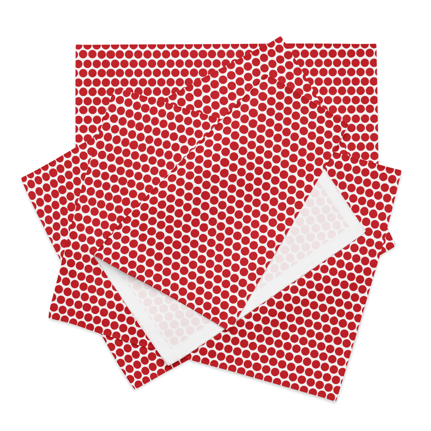 Red Polka Dot Polyester Placemats | Christmas Holiday Dining Décor, Bold Festive Farmhouse Washable Table Mat Set