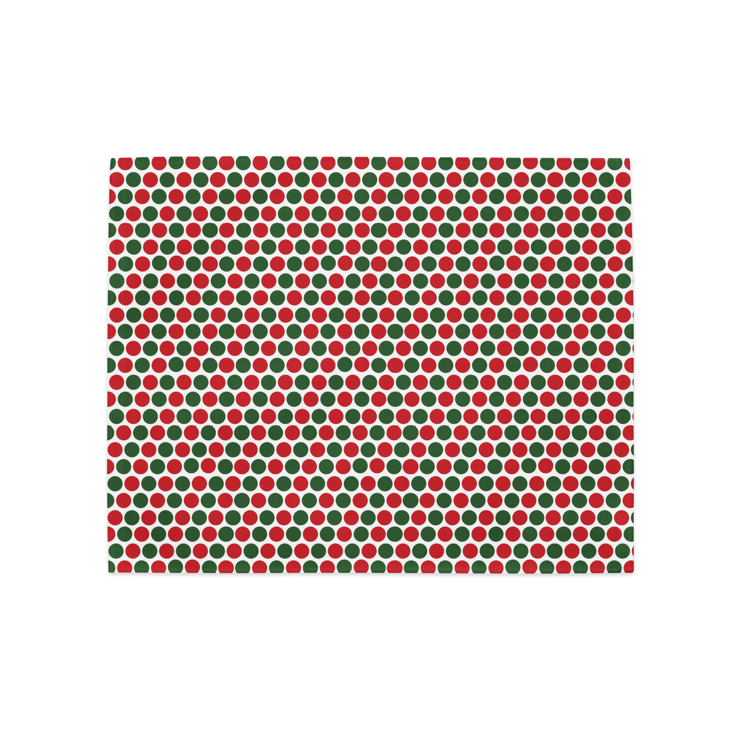 Red & Green Polka Dot Party Polyester Placemats | Christmas Holiday Dining Décor, Festive Scattered Washable Mat Set