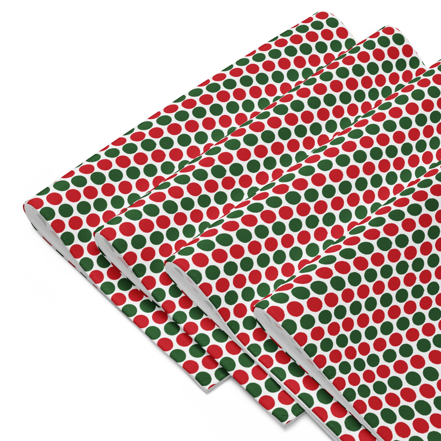 Red & Green Polka Dot Party Polyester Placemats | Christmas Holiday Dining Décor, Festive Scattered Washable Mat Set