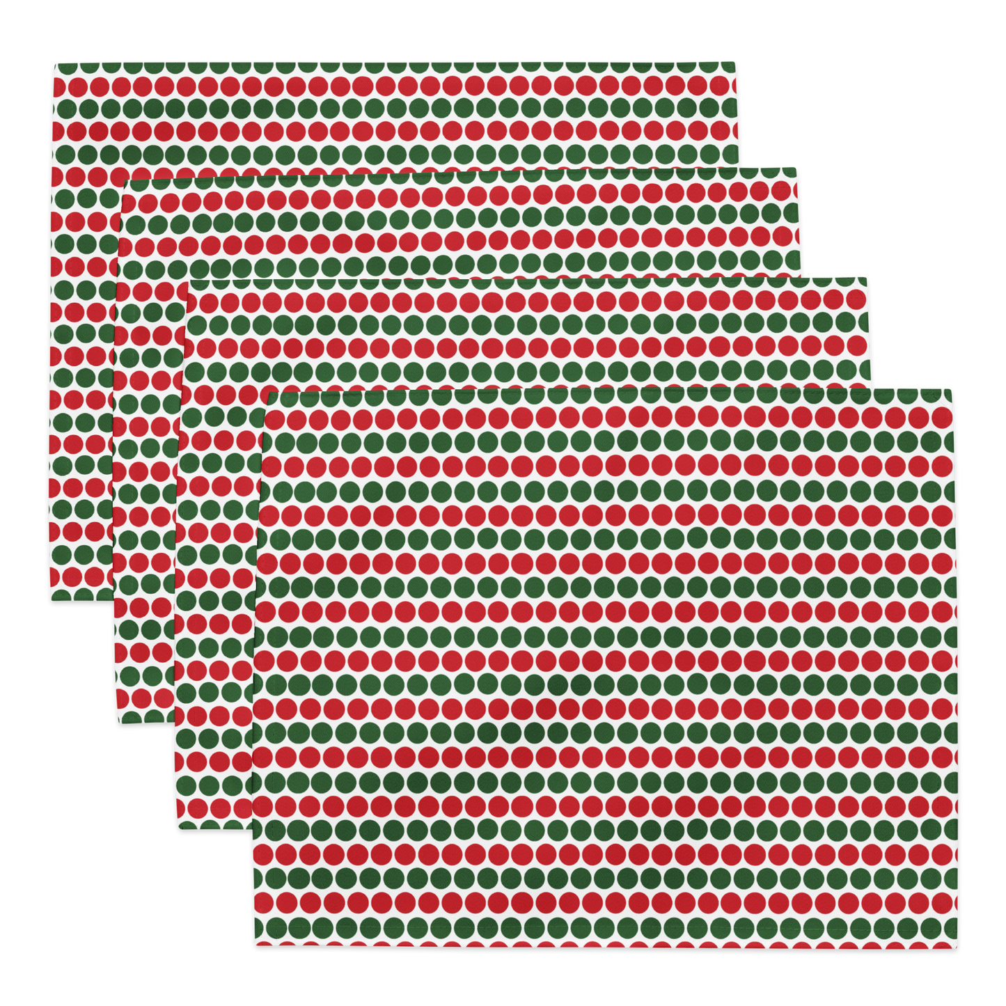 Red & Green Polka Dot Polyester Placemats | Christmas Holiday Dining Décor, Festive Farmhouse Washable Table Mat Set