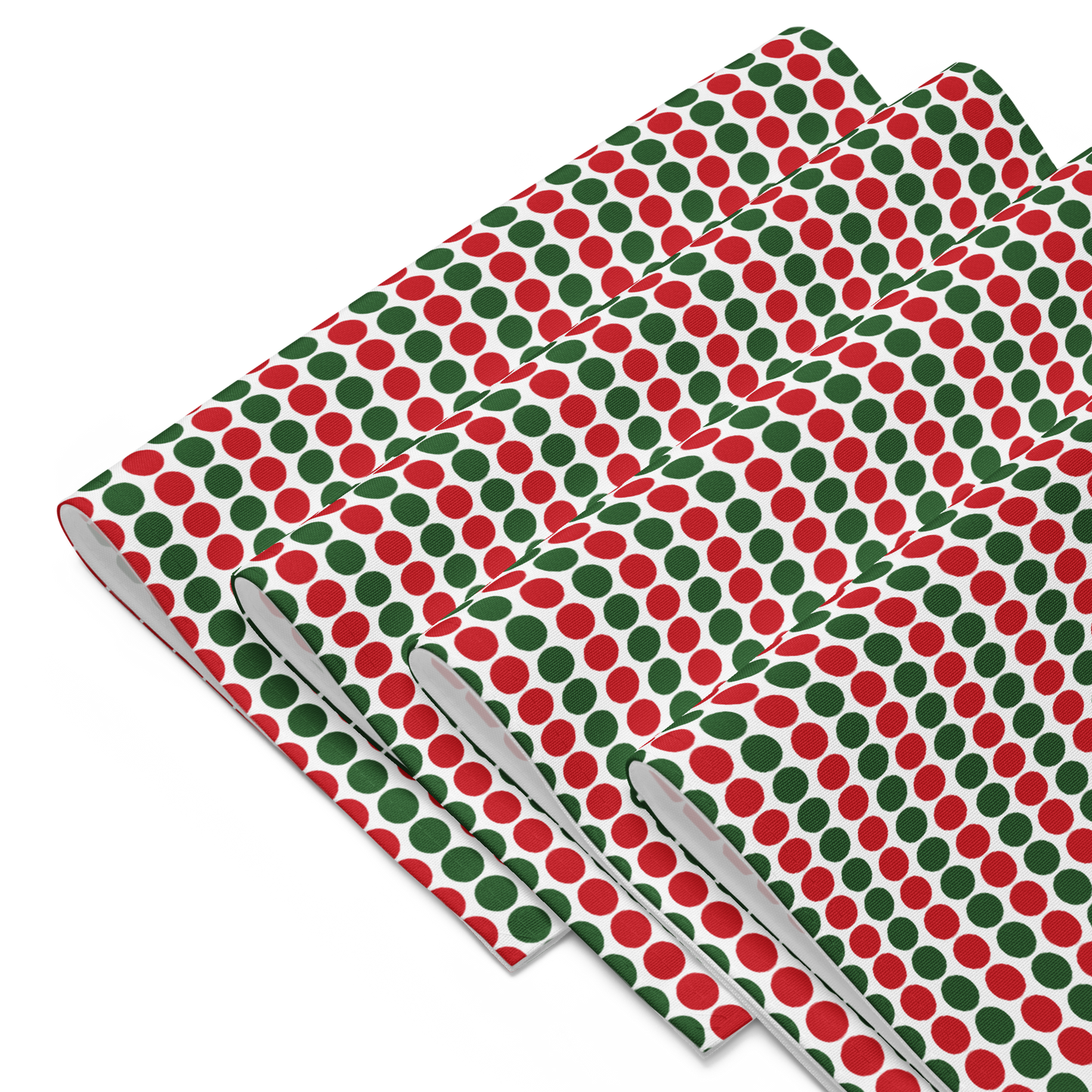 Red & Green Polka Dot Polyester Placemats | Christmas Holiday Dining Décor, Festive Farmhouse Washable Table Mat Set