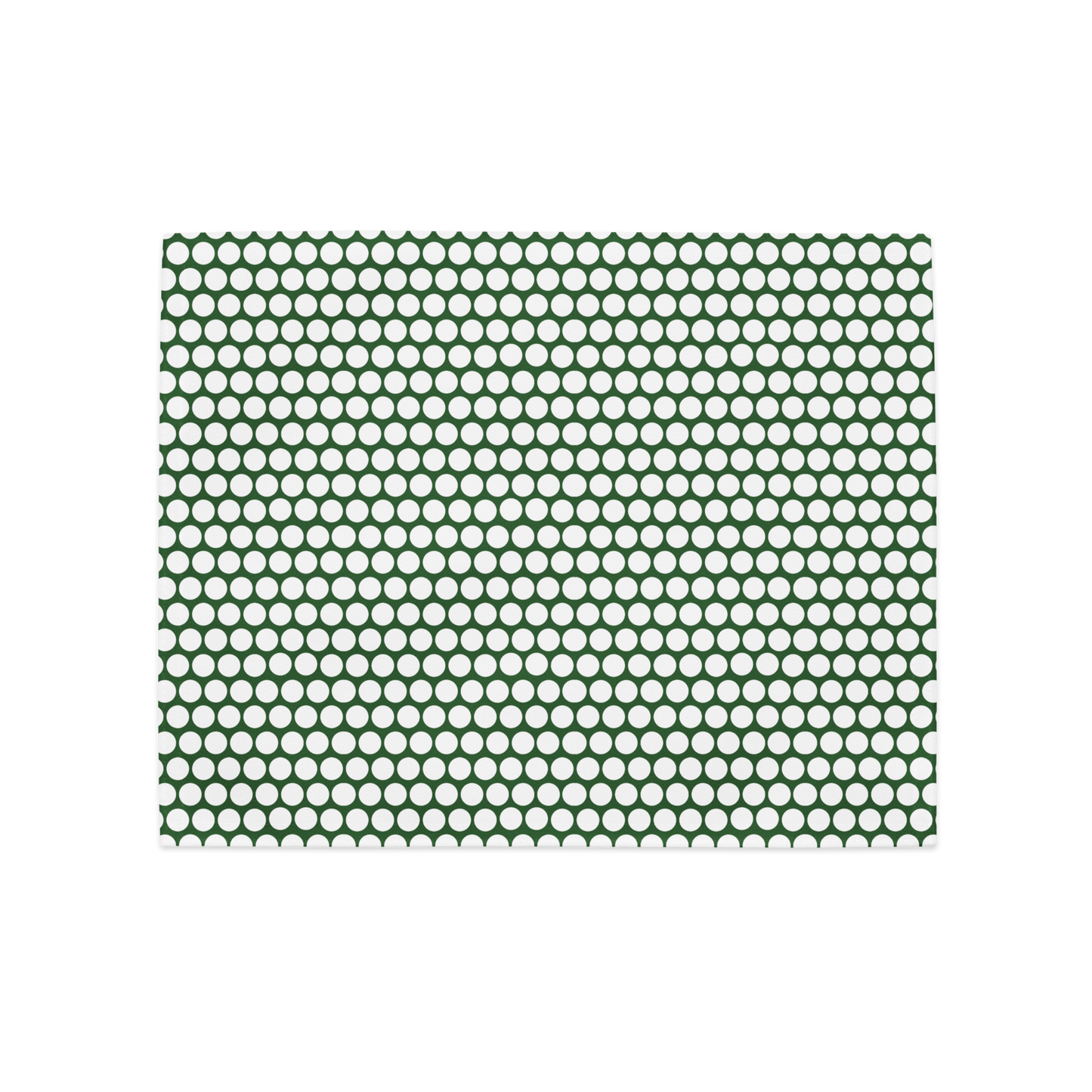 White Polka Dot on Green Polyester Placemats | Christmas Holiday Dining Décor, Festive Rustic Washable Table Mat Set