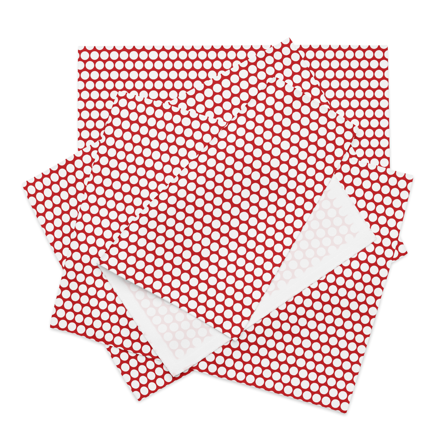 White Polka Dot on Red Polyester Placemats | Christmas Holiday Dining Décor, Festive Washable Farmhouse Table Mat Set