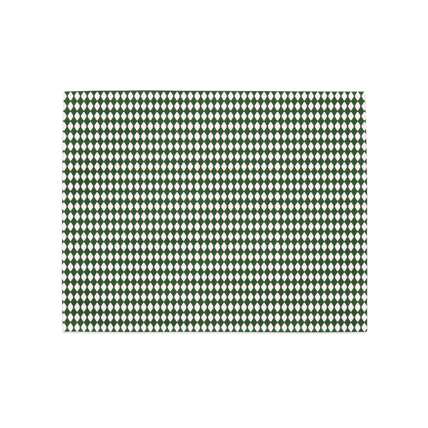 Nutcracker Drummer Green Argyle Polyester Placemats | Christmas Holiday Cloth Dining Mat Set, Festive Diamond Décor