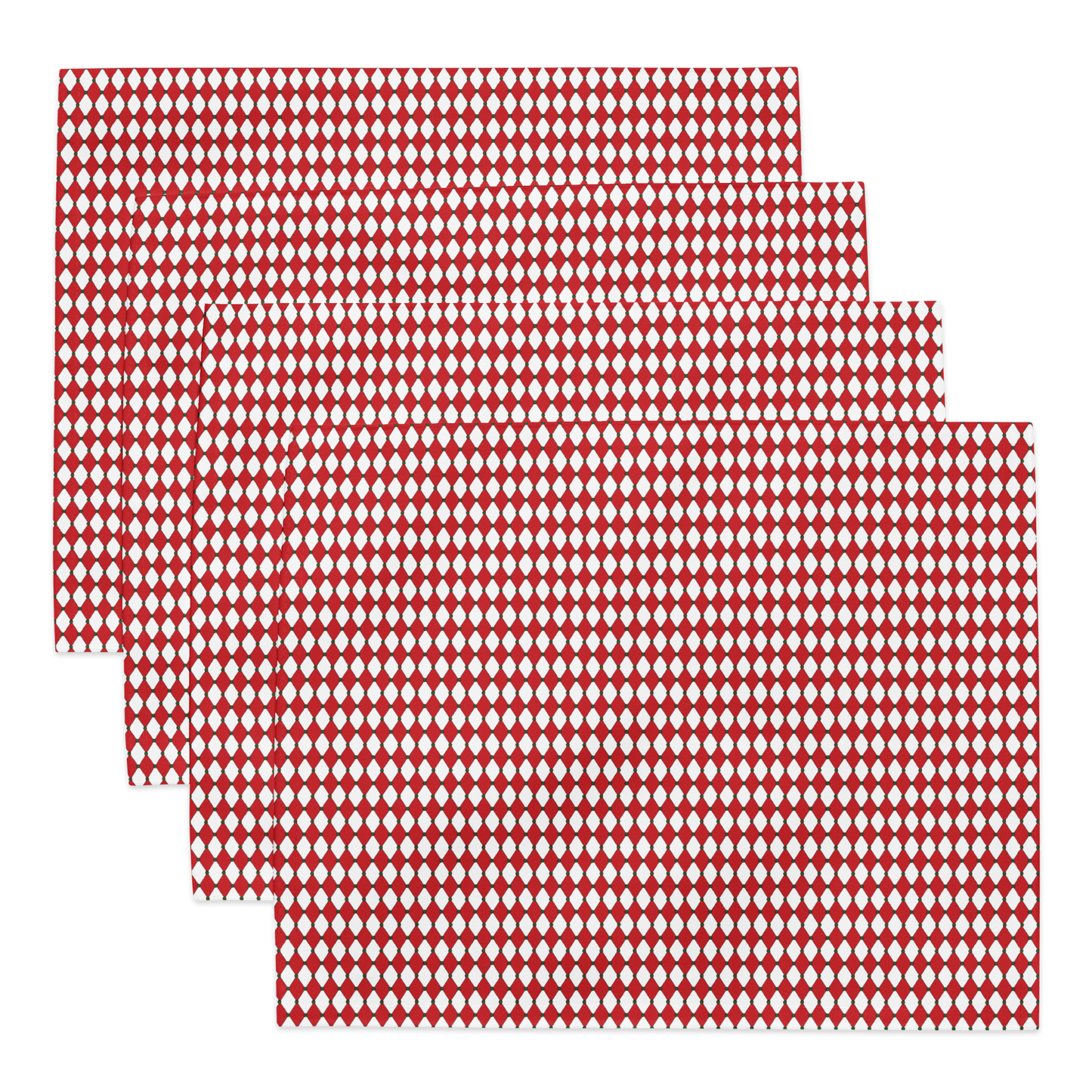 Nutcracker Drummer Red Argyle Polyester Placemats | Christmas Holiday Cloth Dining Mat Set, Festive Diamond Décor