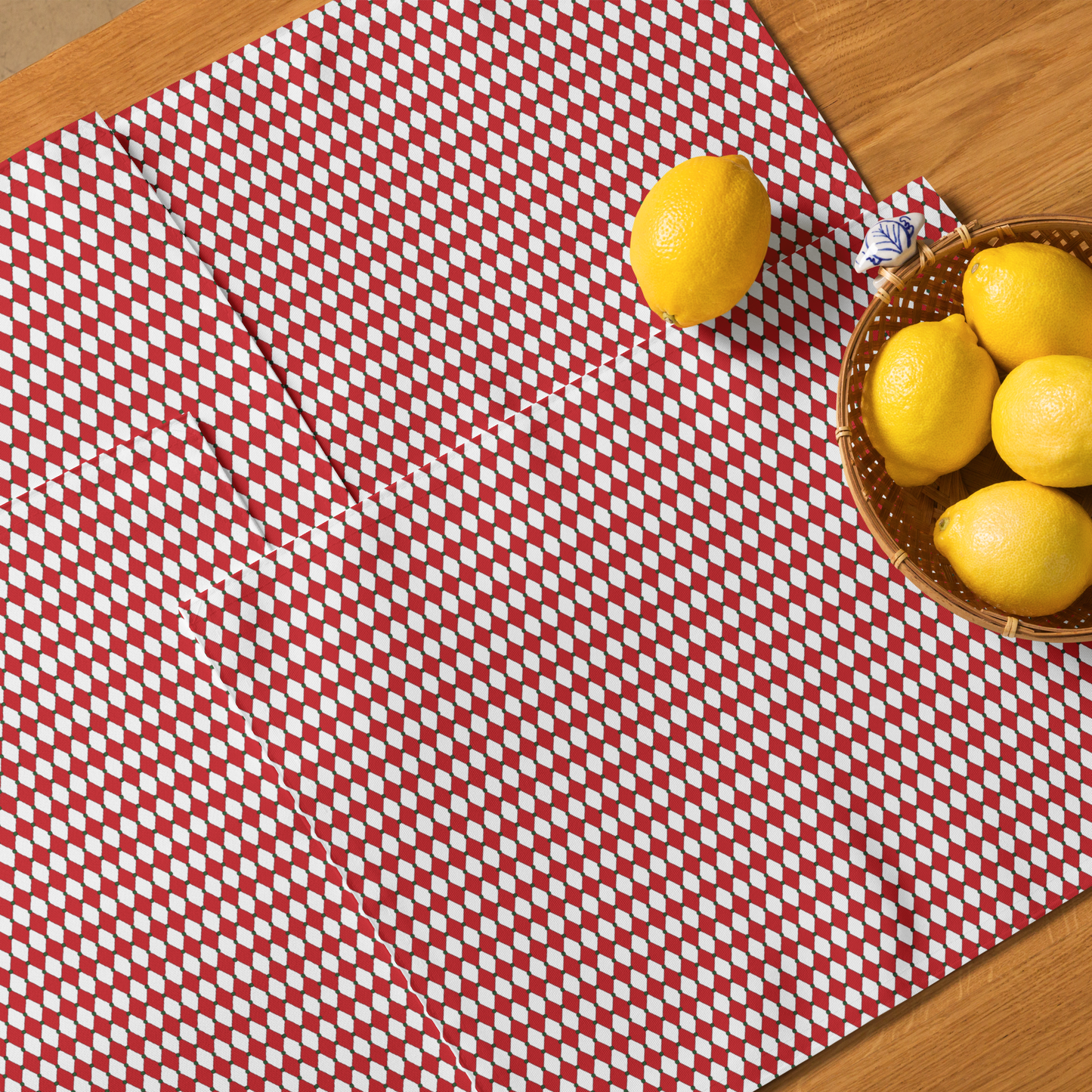 Nutcracker Drummer Red Argyle Polyester Placemats | Christmas Holiday Cloth Dining Mat Set, Festive Diamond Décor