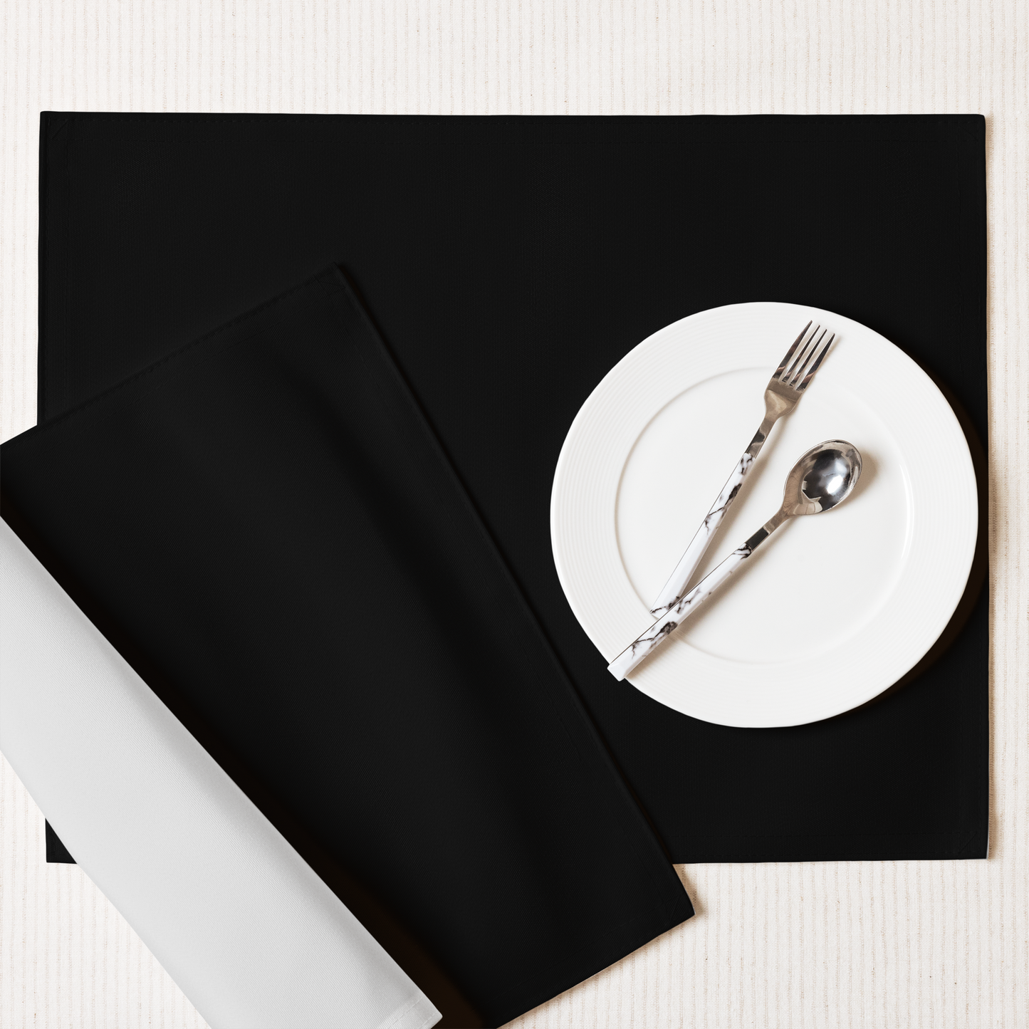 Black Holiday Placemat Set | 4 Washable Placemats, Chic Christmas Dining Table Decor
