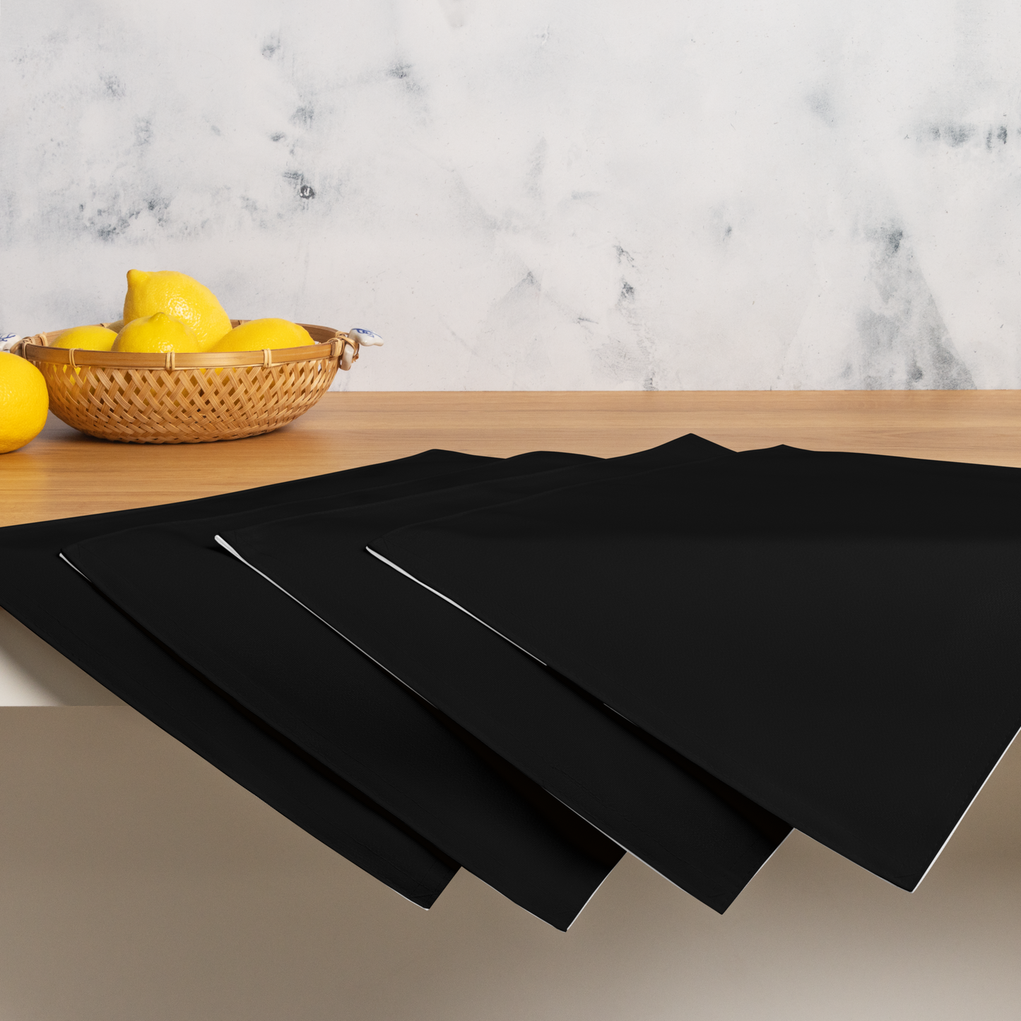 Black Holiday Placemat Set | 4 Washable Placemats, Chic Christmas Dining Table Decor