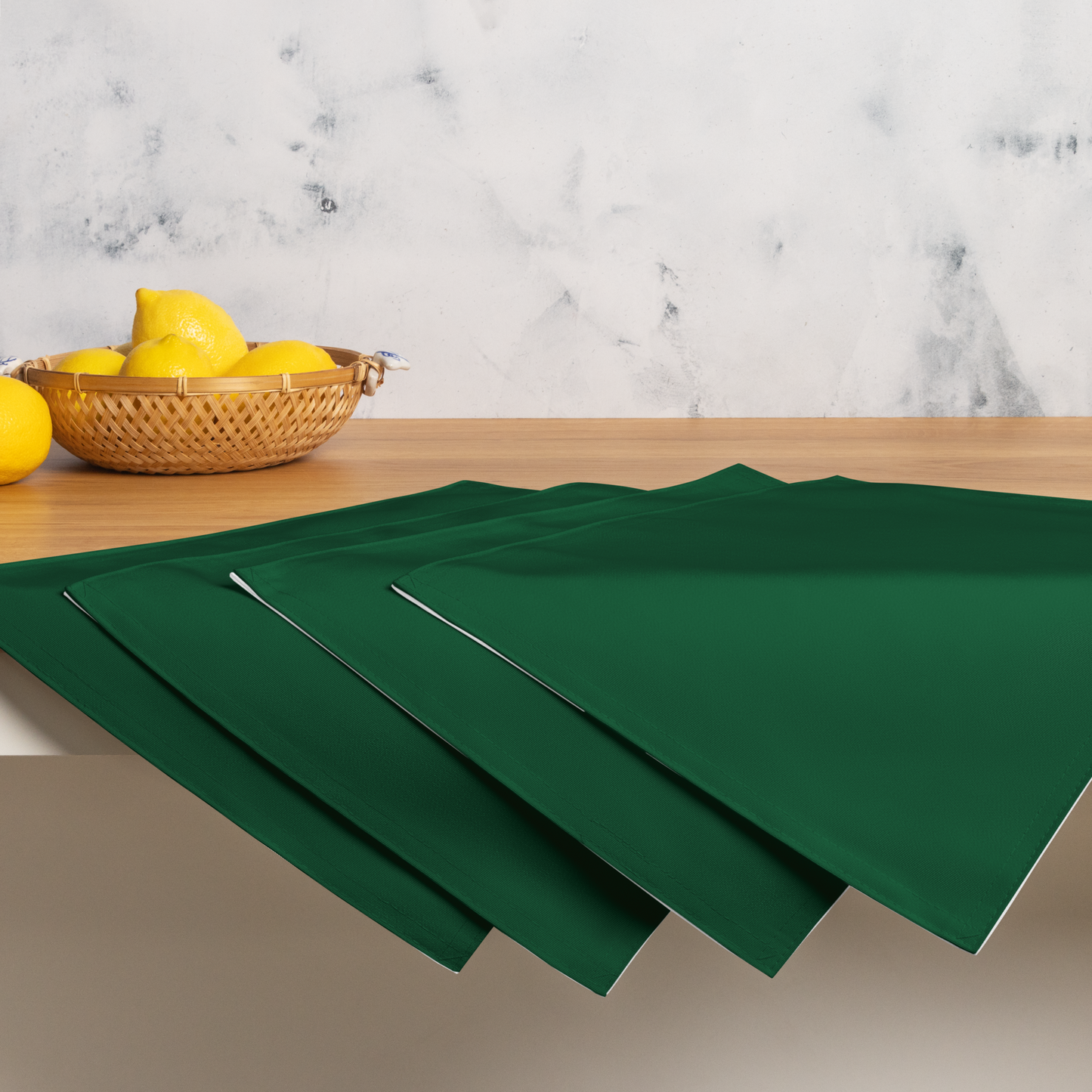 Green Holiday Placemat Set | 4 Washable Placemats, Festive Christmas Dining Table Decor