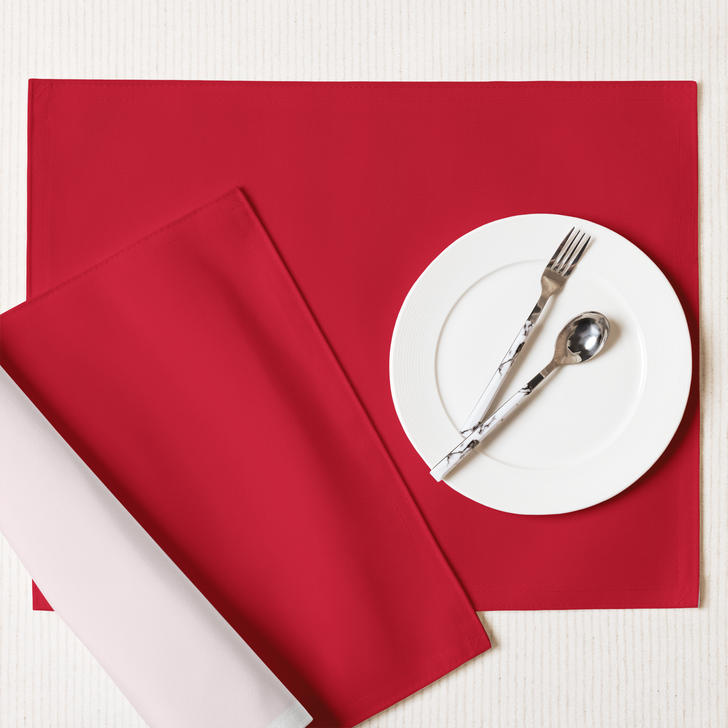 Red Christmas Placemat Set | Washable Holiday Dining Decor, Festive Classic Style