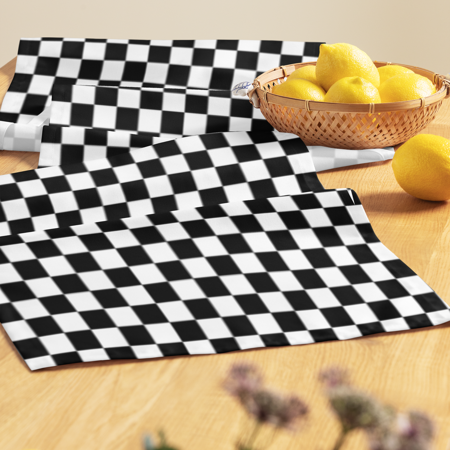 Black & White Check Christmas Table Runner | Classic Holiday Dining Room Décor, Farmhouse Bold Plaid Accent