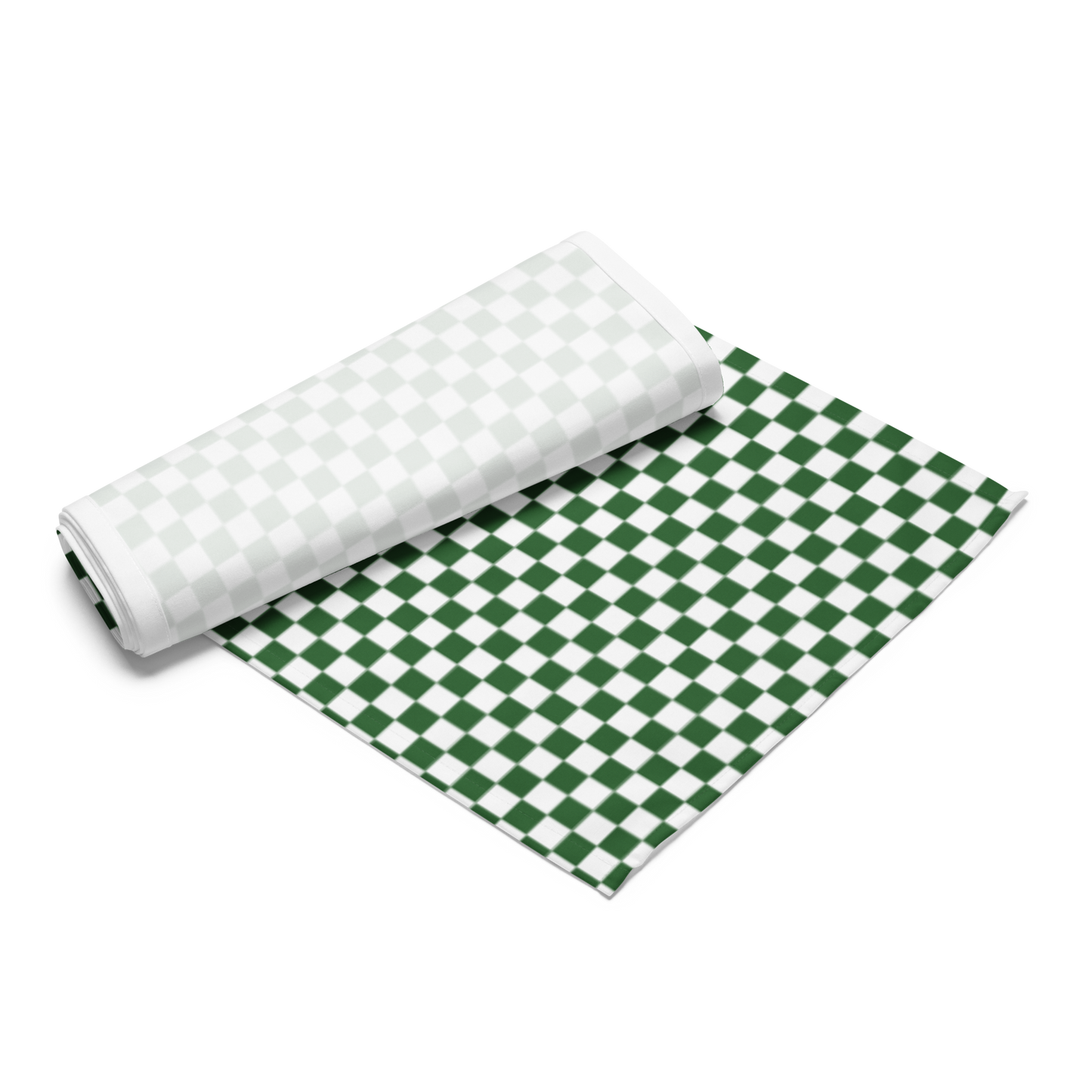 Green & White Gingham Plaid Christmas Table Runner – Festive Farmhouse Holiday Dining Decor, Rustic Checkered Tabletop Accent