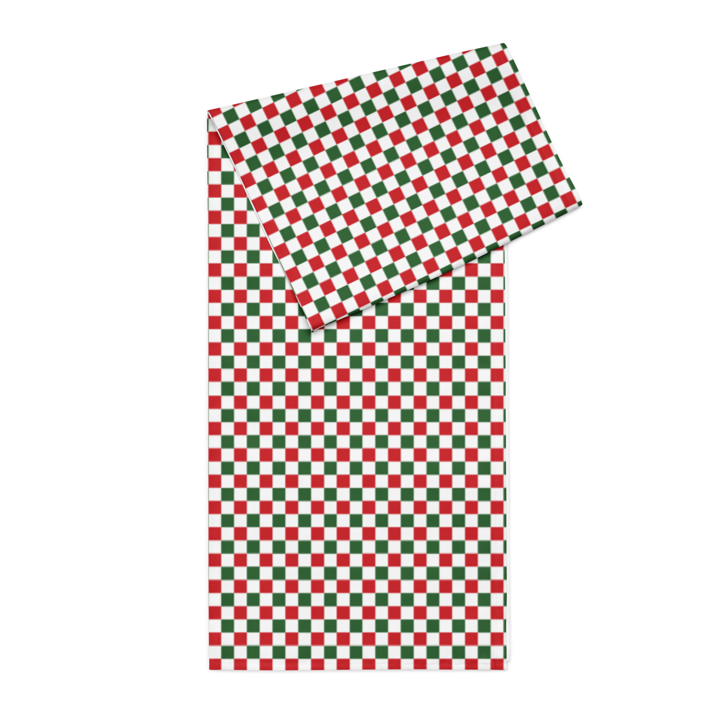 Red Green & White Gingham Christmas Table Runner | Festive Holiday Farmhouse Dining Decor, Rustic Checkered Tabletop Accent