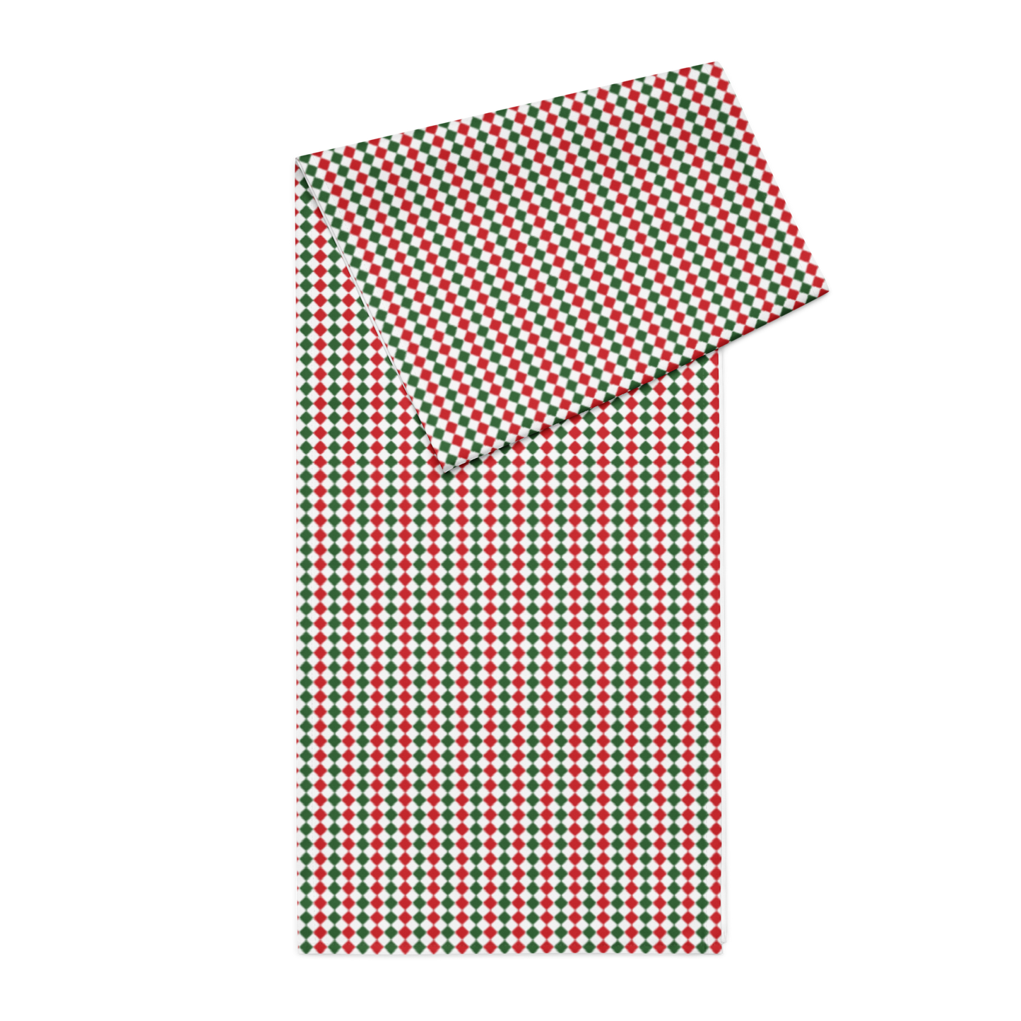 Red Green & White Argyle Christmas Table Runner | Festive Holiday Dining Room Decor, Rustic Diamond Check Accent