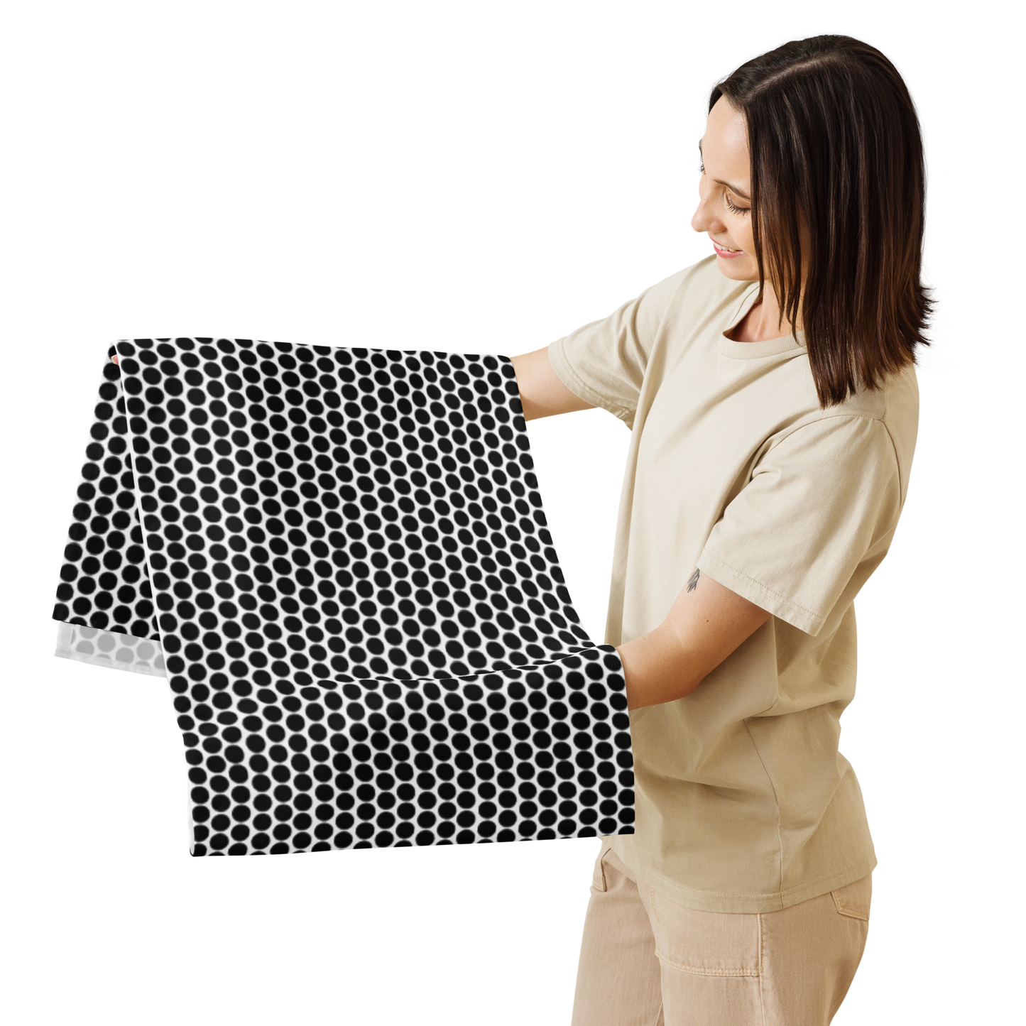 Black Polka Dot Christmas Table Runner – Modern Holiday Farmhouse Dining Room Décor, Festive Bold Spot Pattern