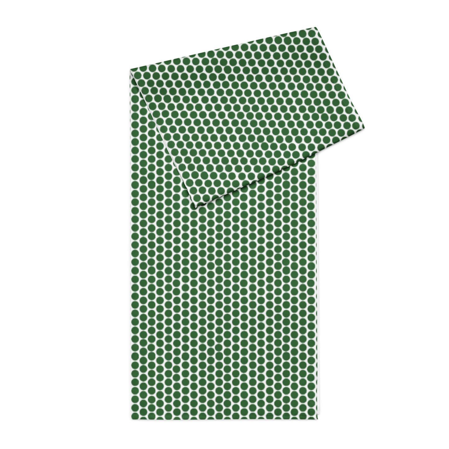 Green Polka Dot Christmas Table Runner | Festive Holiday Farmhouse Dining Décor, Playful Spot Pattern Accent