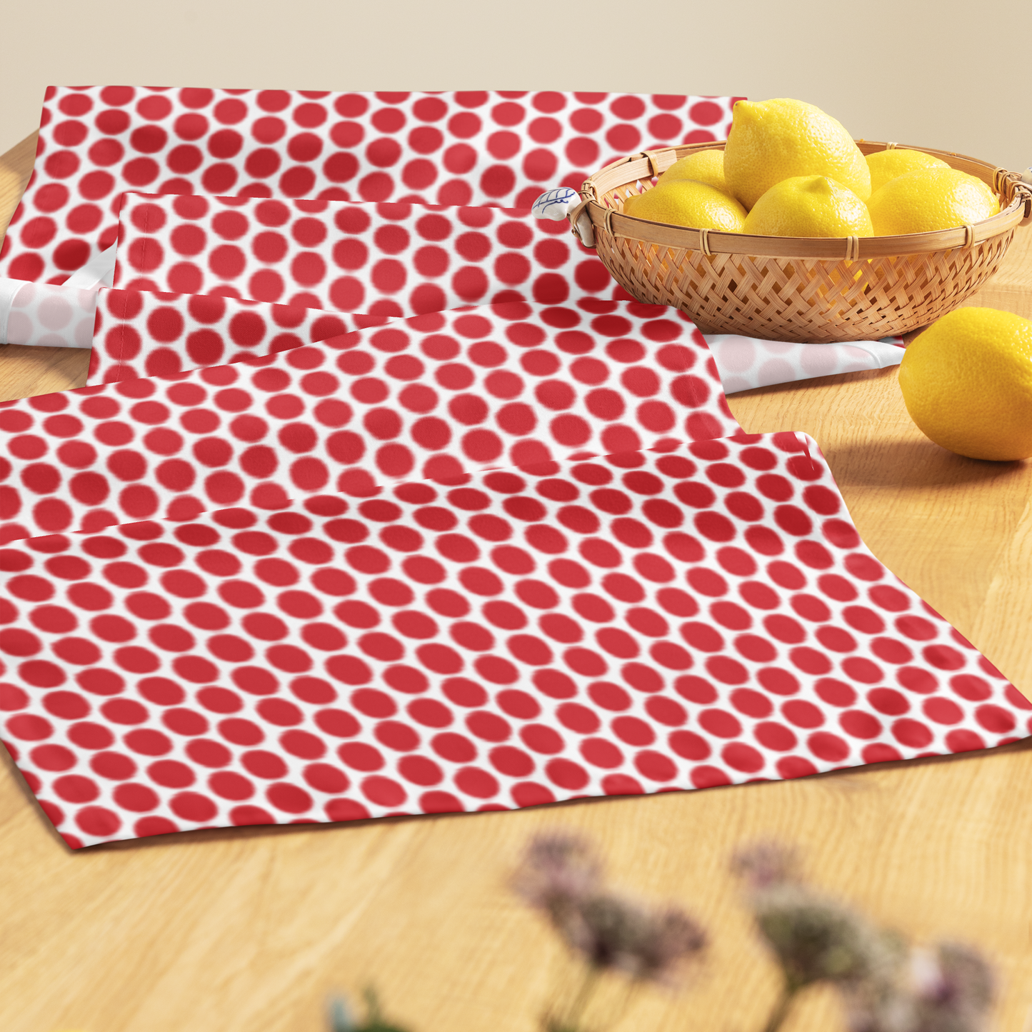 Red Polka Dot Christmas Table Runner | Bold Holiday Dining Room Décor, Festive Farmhouse Spot Pattern Accent