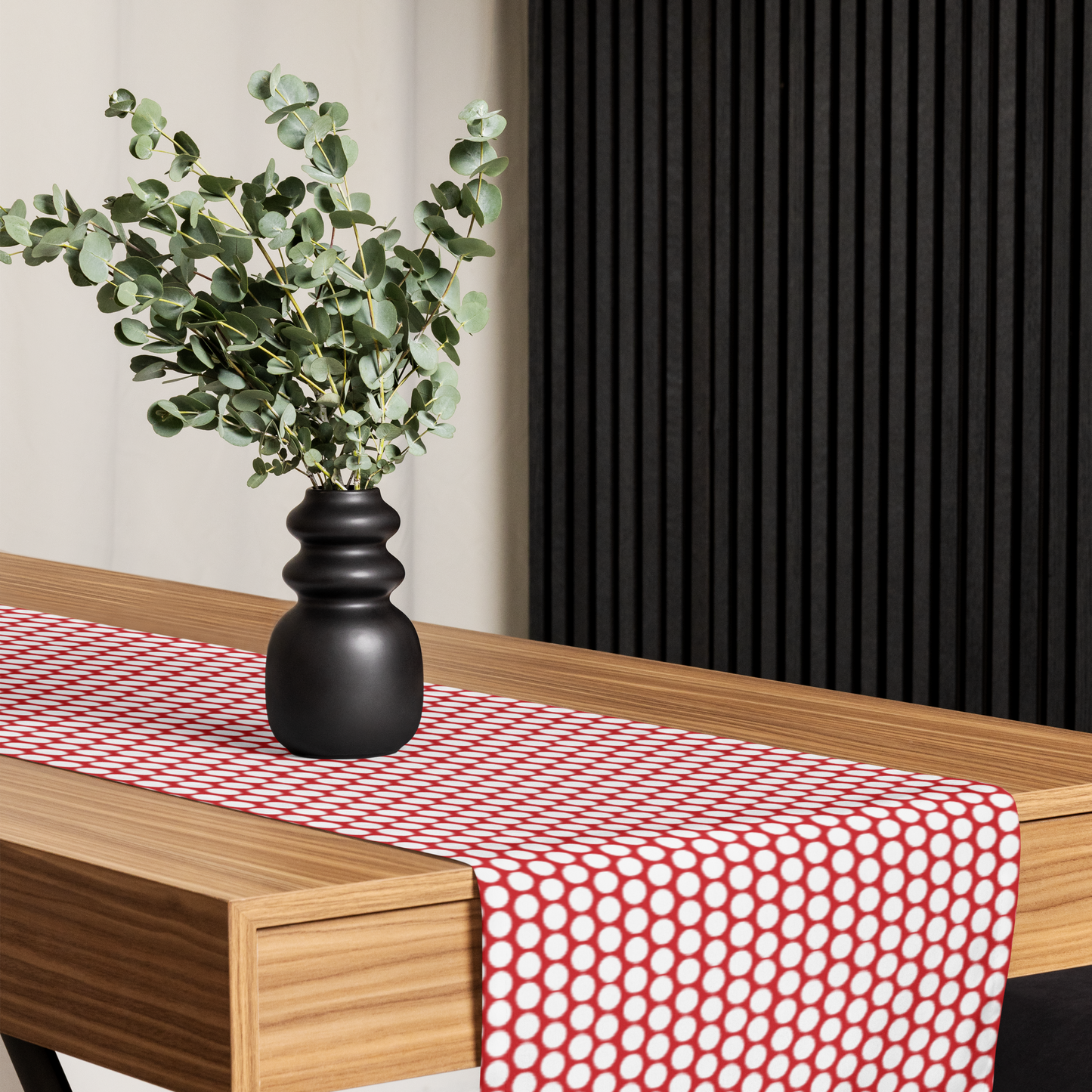 White Polka Dot on Red Christmas Table Runner | Bold Holiday Dining Décor, Festive Farmhouse Spot Accent