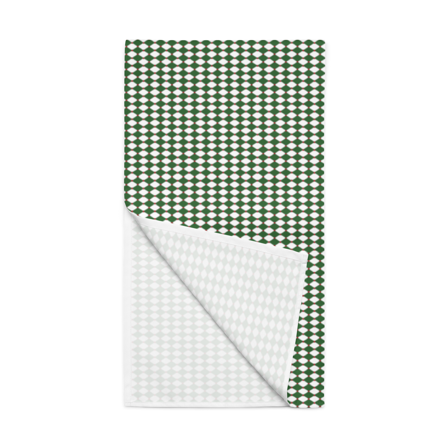 Nutcracker Drummer Green Argyle Christmas Table Runner | Festive Holiday Dining Décor, Classic Green Diamond Check