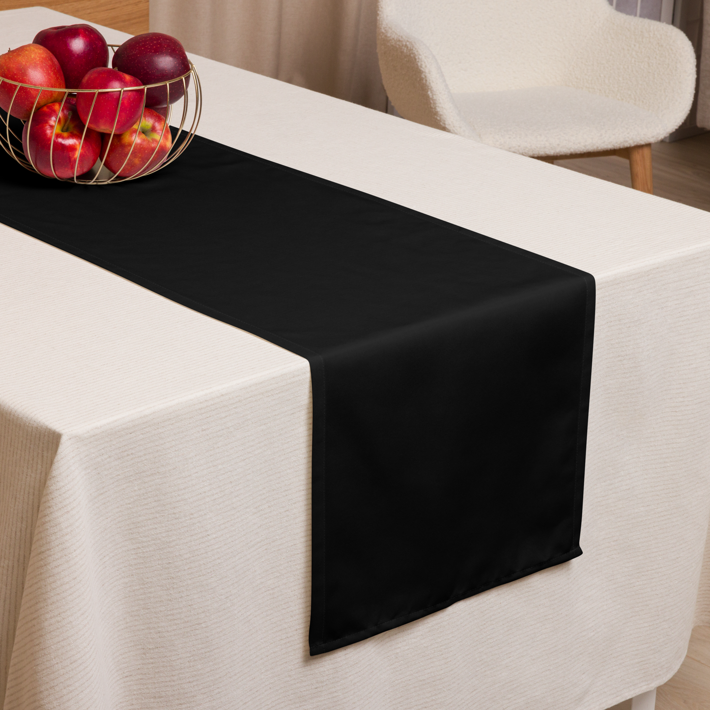 Black Christmas Table Runner | Washable Holiday Dining Decor, Modern Elegant Style