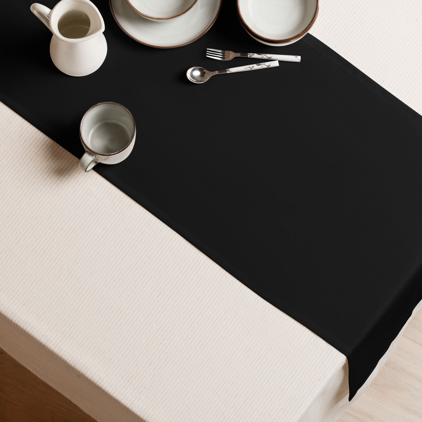 Black Christmas Table Runner | Washable Holiday Dining Decor, Modern Elegant Style