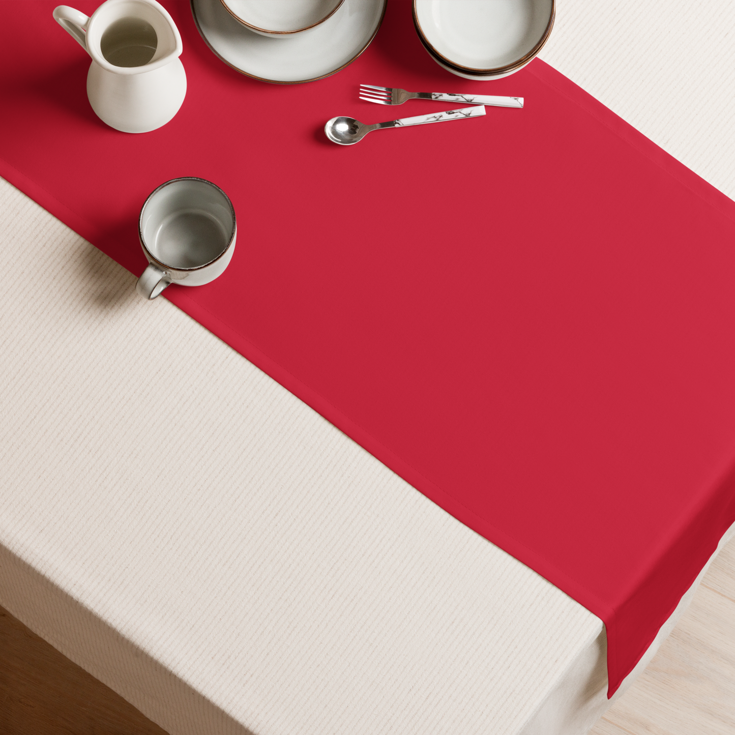 Red Christmas Table Runner | Washable Holiday Dining Decor, Festive Classic Style